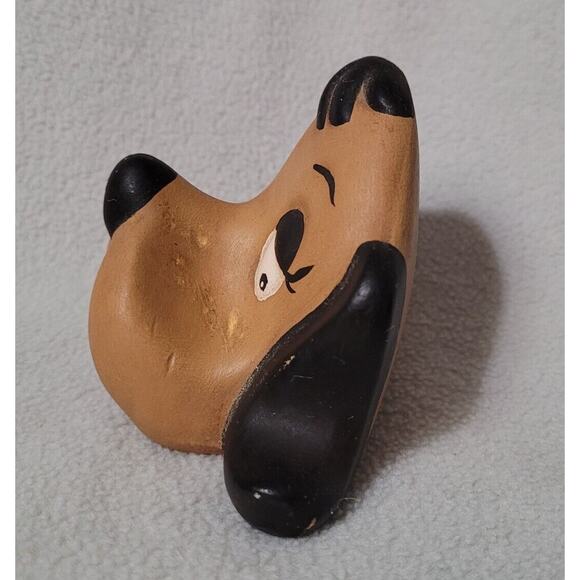 Vintage Ceramic Floppy Eared Playful Brown Dog Head Figure Shelf Sitter - Picture 4 of 8